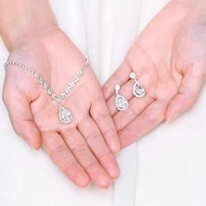 Your Jewelry Silver Necklace Earrings Set Crystal